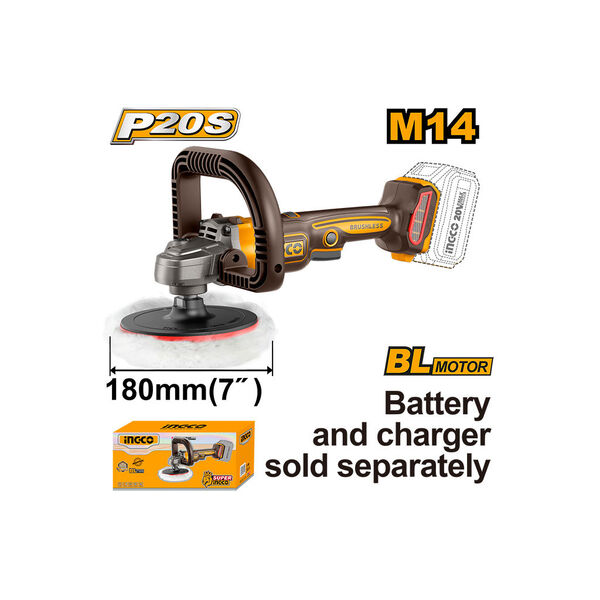 Show details for Cordless Polishing Angle Grinder 20V-180 mm (APLI2018) INGCO Picture of Cordless Polishing Angle Grinder 20V-180 mm (APLI2018) INGCO