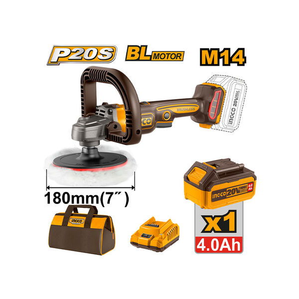 Show details for Cordless Polishing Angle Grinder 180 mm 20V-4AH (APLI20181) INGCO Picture of Cordless Polishing Angle Grinder 180 mm 20V-4AH (APLI20181) INGCO