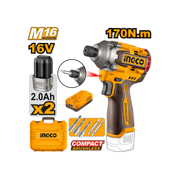 Show details for Electric Impact Driver 16V-2.0AH Li-Ion Proline (CIRLI16178) INGCO Picture of Electric Impact Driver 16V-2.0AH Li-Ion Proline (CIRLI16178) INGCO