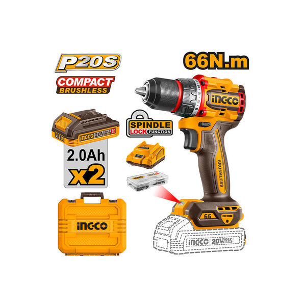 Show details for Compact Brushless Cordless Drill 20V Li-Ion Proline (CDLI20668) INGCO Picture of Compact Brushless Cordless Drill 20V Li-Ion Proline (CDLI20668) INGCO