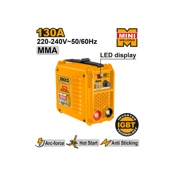 შედუღების აპარატი 130A (ლითონის) Mini INGCO (ING-MMA13018) შედუღების აპარატი 130A (ლითონის) Mini INGCO (ING-MMA13018)