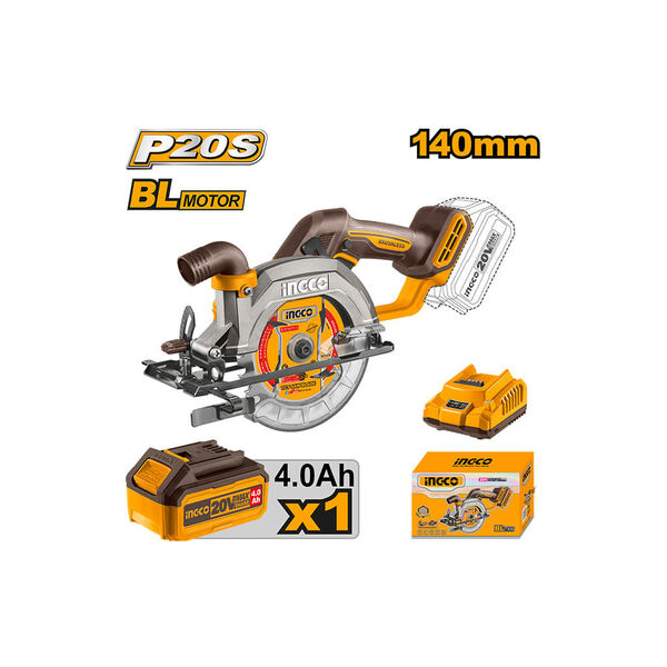 ცირკული ხერხი 140მმ 20Vx4Ah Li-Ion Proline INGCO (CSLI14021) ცირკული ხერხი 140მმ 20Vx4Ah Li-Ion Proline INGCO (CSLI14021)
