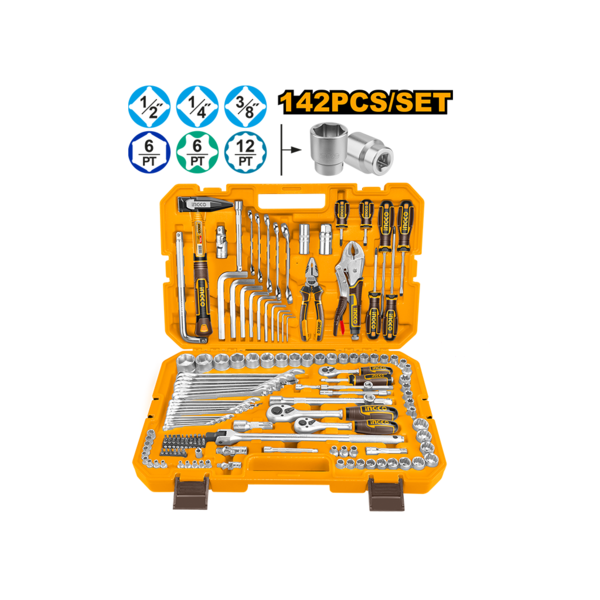 ხელის ინსტრუმენტების ნაკრები 142 ც INGCO HKTHP21421 ხელის ინსტრუმენტების ნაკრები 142 ც INGCO HKTHP21421