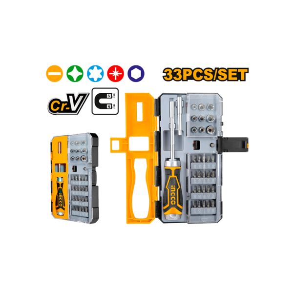 სახრახნისების ნაკრები 33-1 ში INGCO HKSDB0338 სახრახნისების ნაკრები 33-1 ში INGCO HKSDB0338