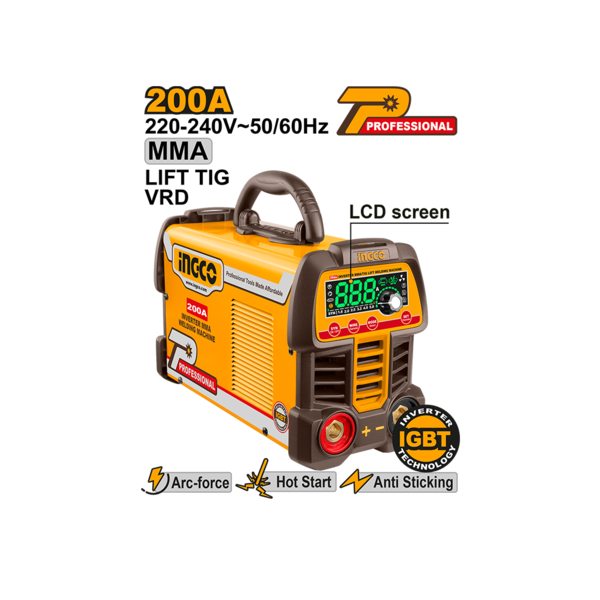 შედუღების აპარატი 200 A MMA/TIG Lift (ლითონის) (ING-MMA200691) Proline INGCO შედუღების აპარატი 200 A MMA/TIG Lift (ლითონის) (ING-MMA200691) Proline INGCO