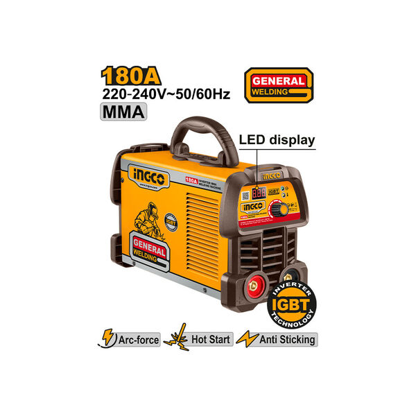 შედუღების აპარატი 180A (ლითონის) General (ING-MMA18059) INGCO შედუღების აპარატი 180A (ლითონის) General (ING-MMA18059) INGCO